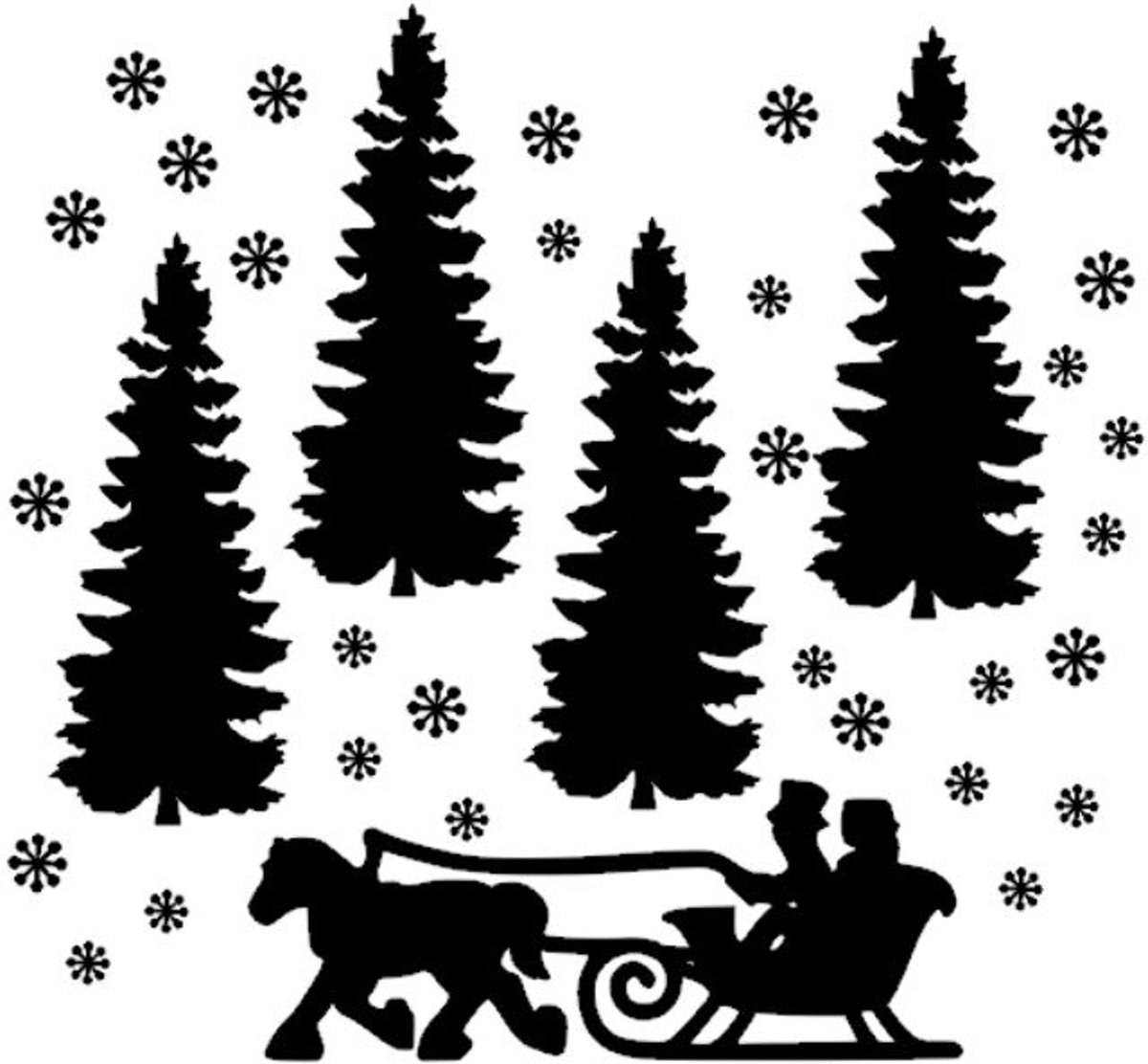 Uitbreidingsset 3 raamsticker kerst wintertafereel 3 herbruikbaar statisch |  